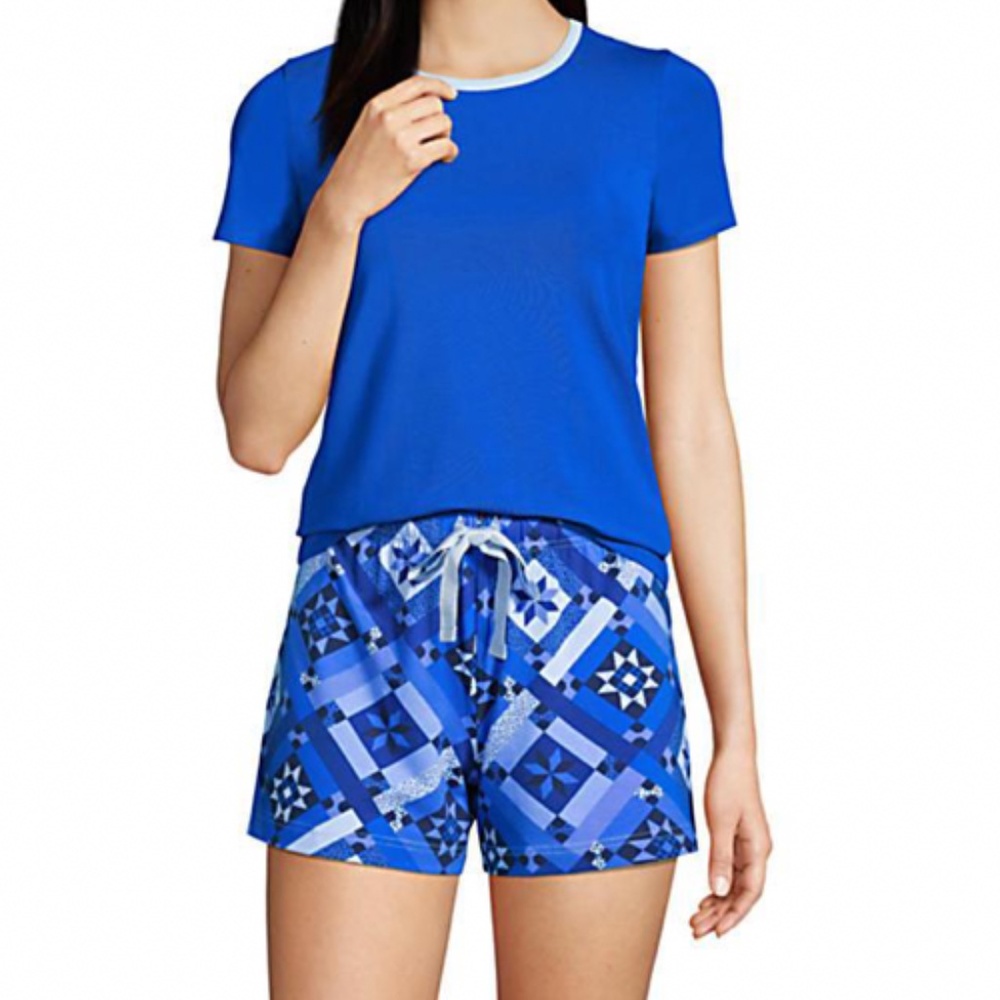 LANDSEND WOMENS PLUS Short Sleeve Knit PJ Short Set